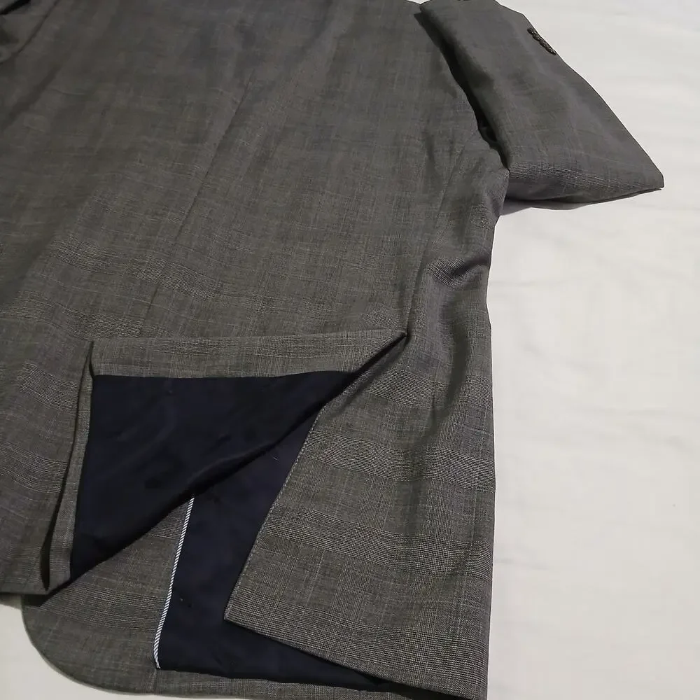 Jos.A.Bank Brrr Comfort blazer 48L Slate Grey Wool Tailored-Fit Plaid Classic